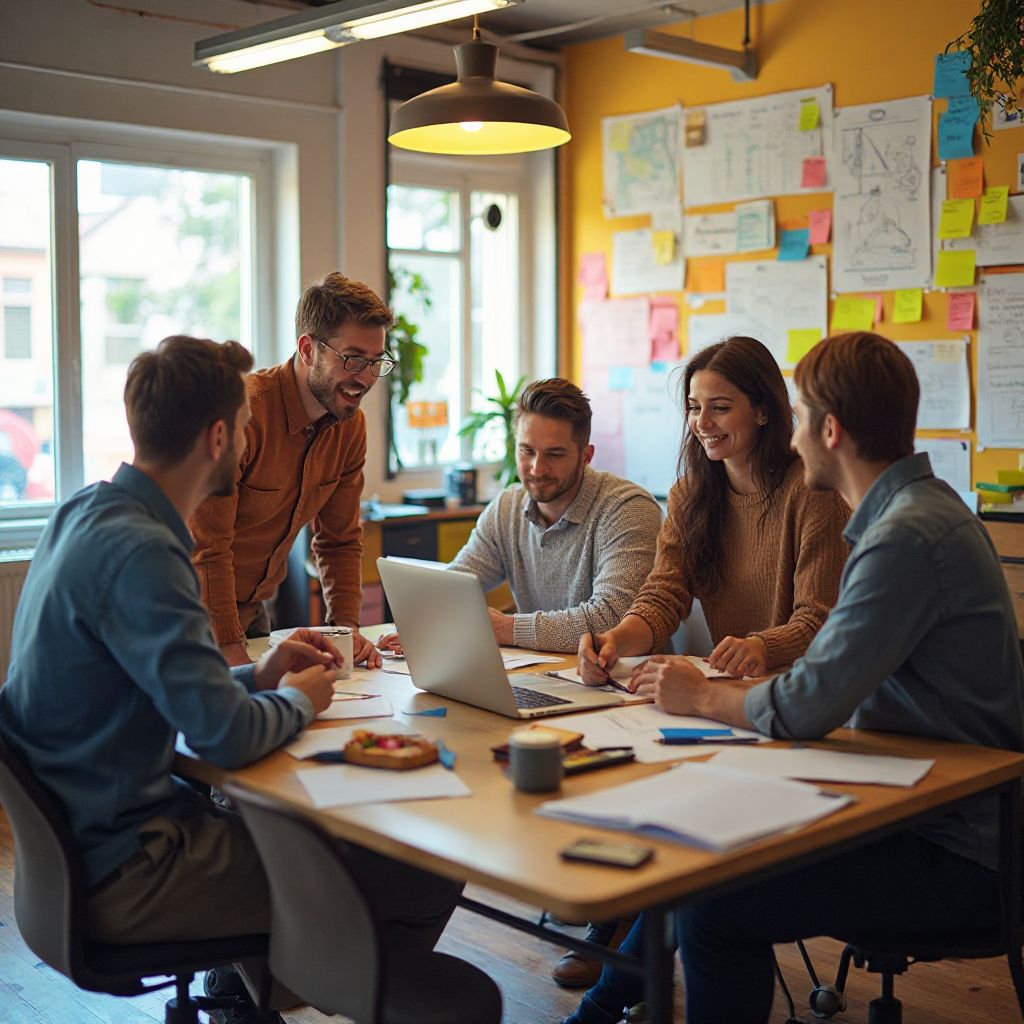 Echipa EvolutiaDRO în timpul unei ședințe de brainstorming