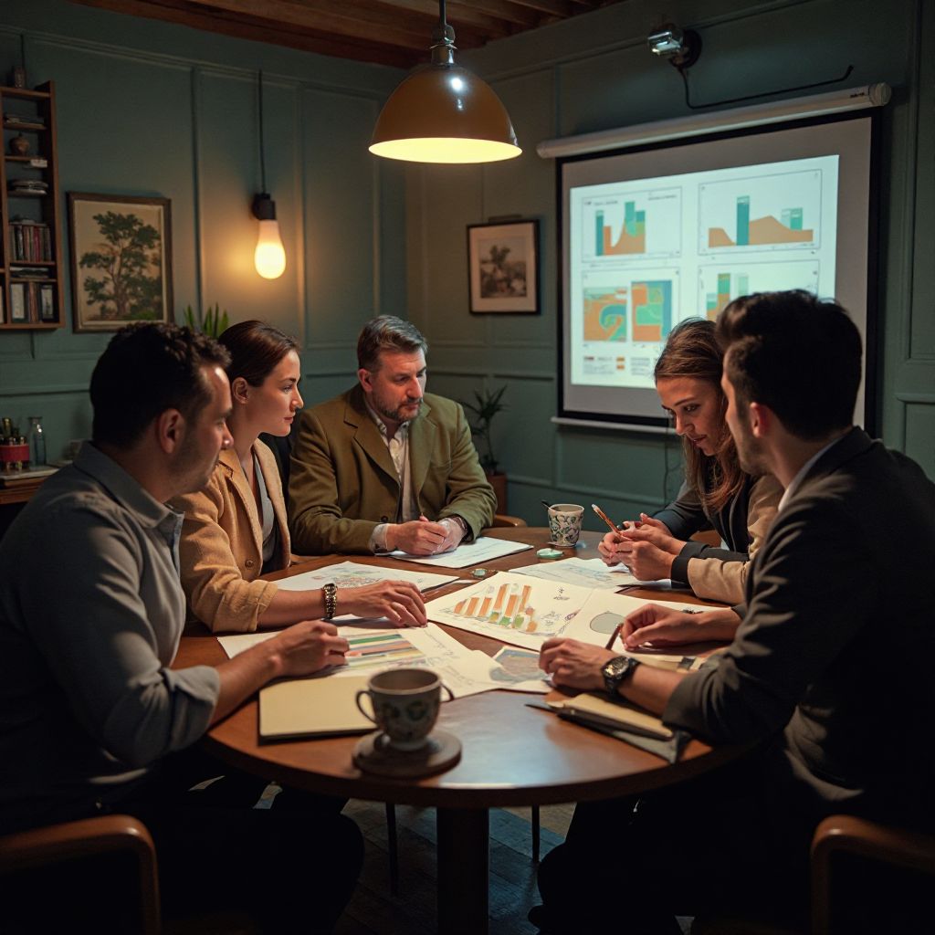 Echipă de specialiști discutând despre strategii de echilibru muncă-viață