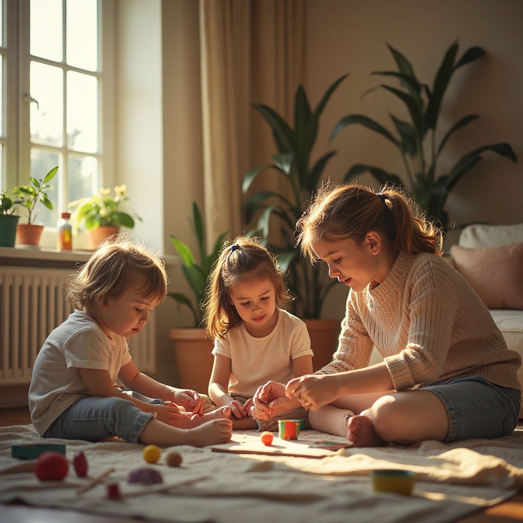 Familie care participă la un atelier de echilibru familial